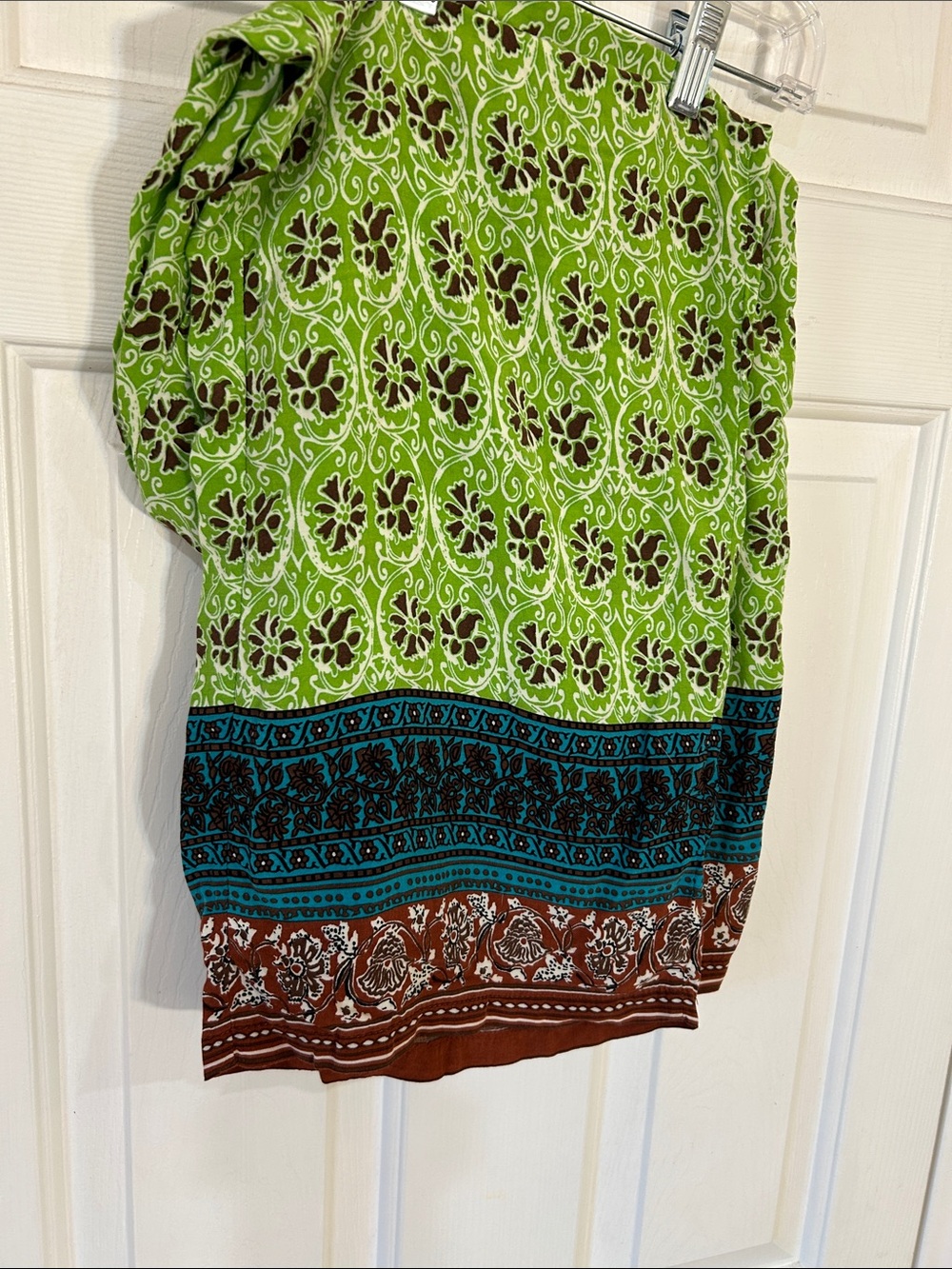 Zara Green & Brown Floral Medallion Print Wide Leg Flowy Pants - Small - Picture 7 of 7